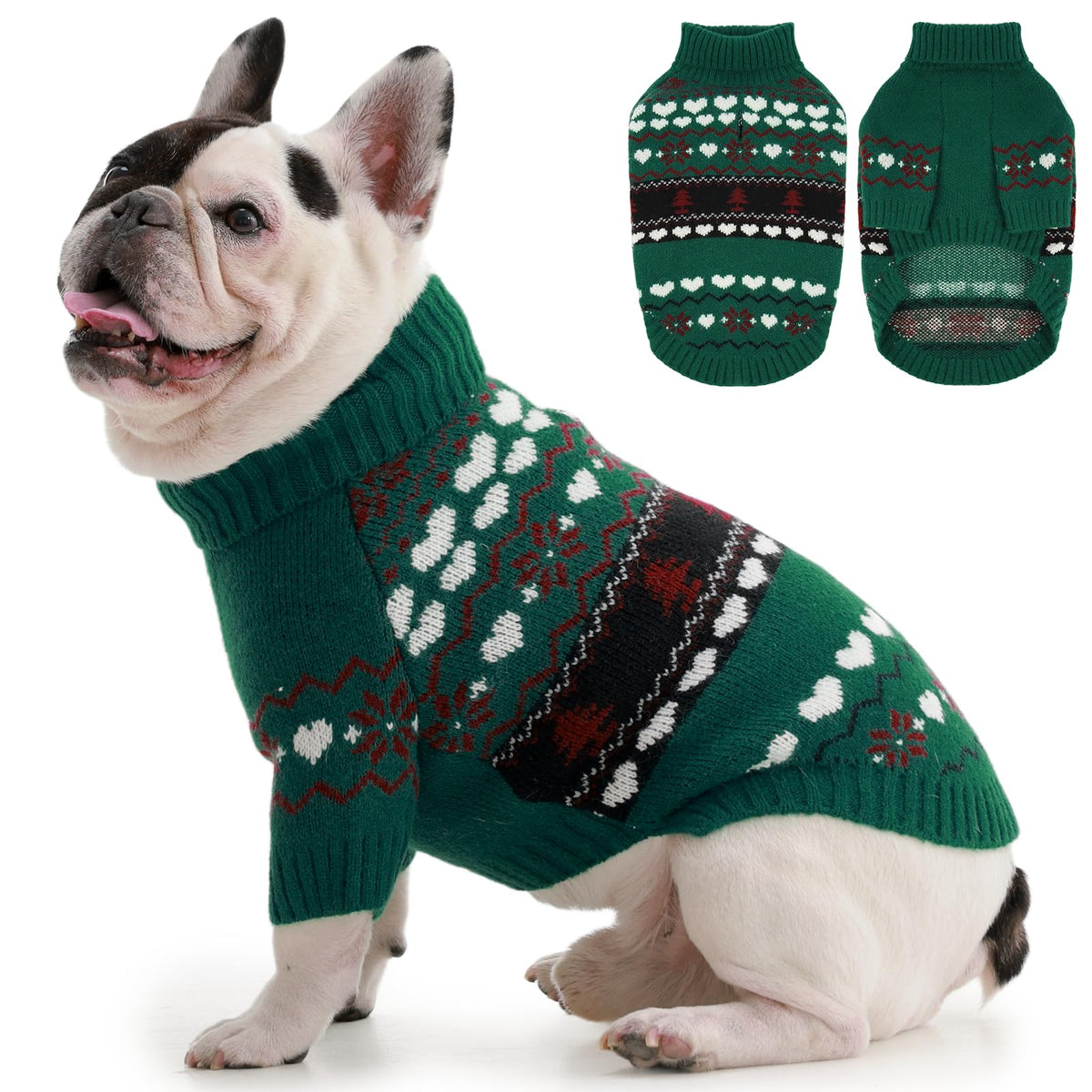 IECOii Dog Sweater,Thermal Knitted Dog Sweaters Turtleneck with Sleeve