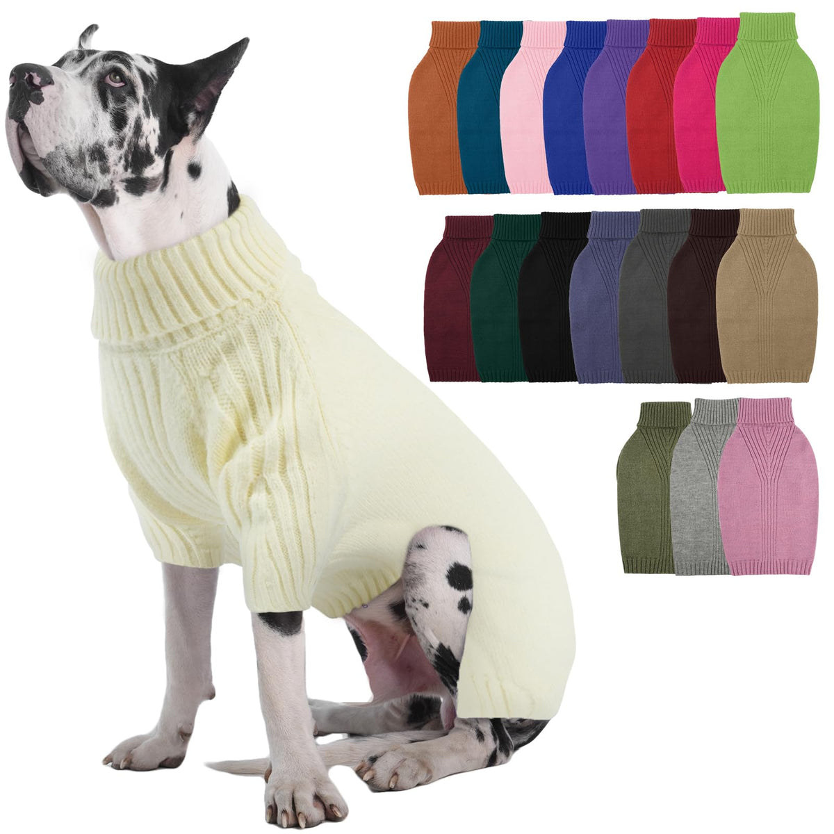 IECOii Dog Sweater,Thermal Knitted Dog Sweaters Turtleneck with Sleeve