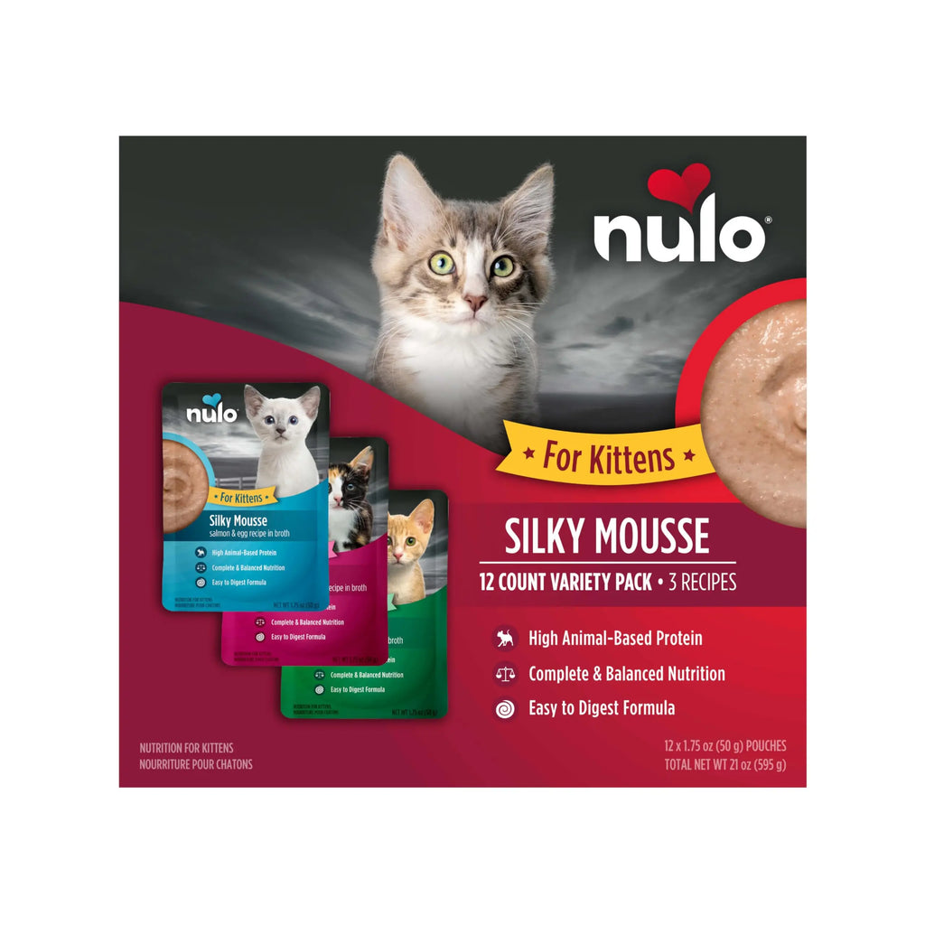 Nulo Wet Kitten Food, Silky Mousse, Variety Pack, 1.75 oz x 12 - FurrBaby Necessities