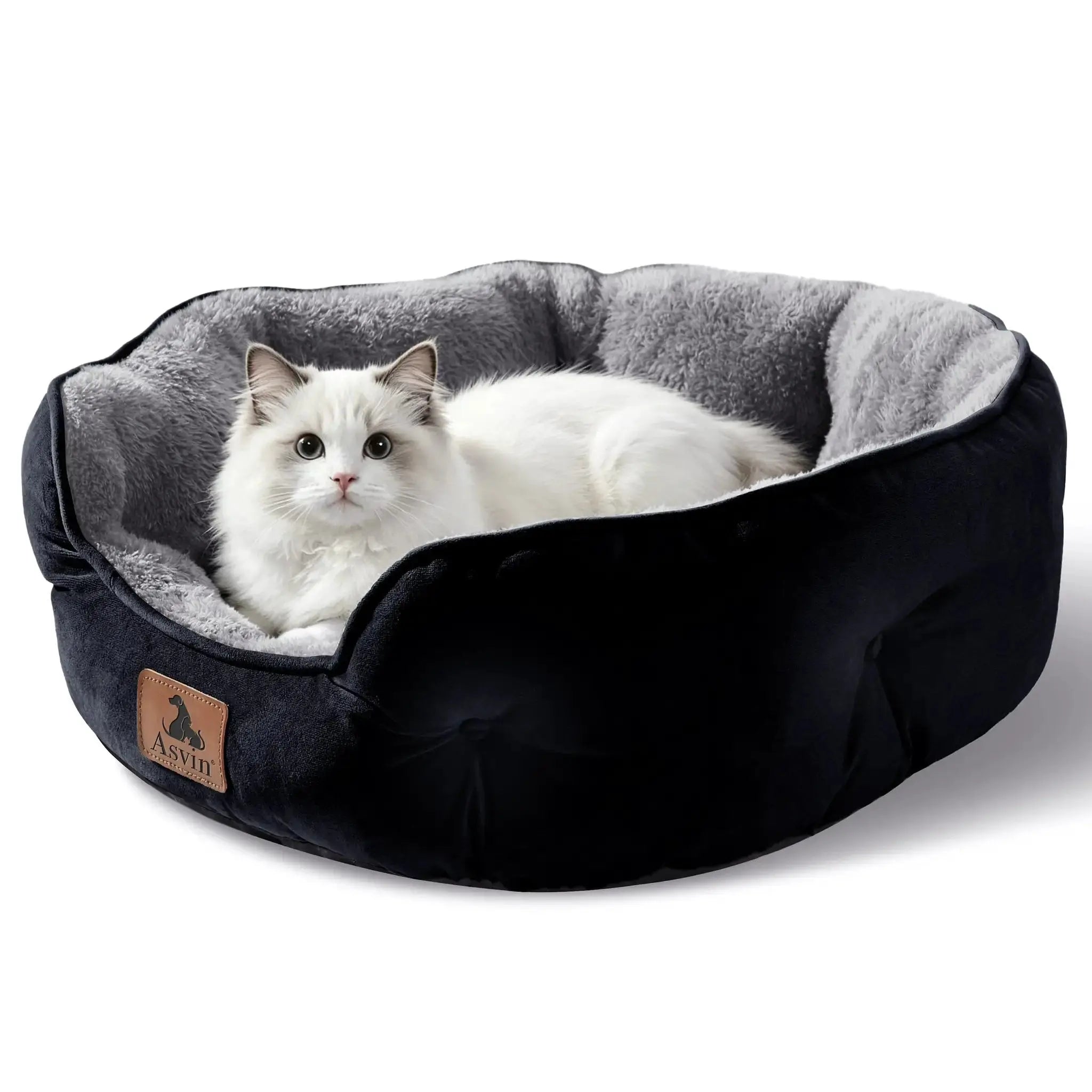 Asvin Dog Bed, Cat Beds for Indoor Cats, Pet Bed for Puppy and Kitty, Extra Soft & Machine Washable with Anti-Slip & Water-Resistant Oxford Bottom by Asvin
