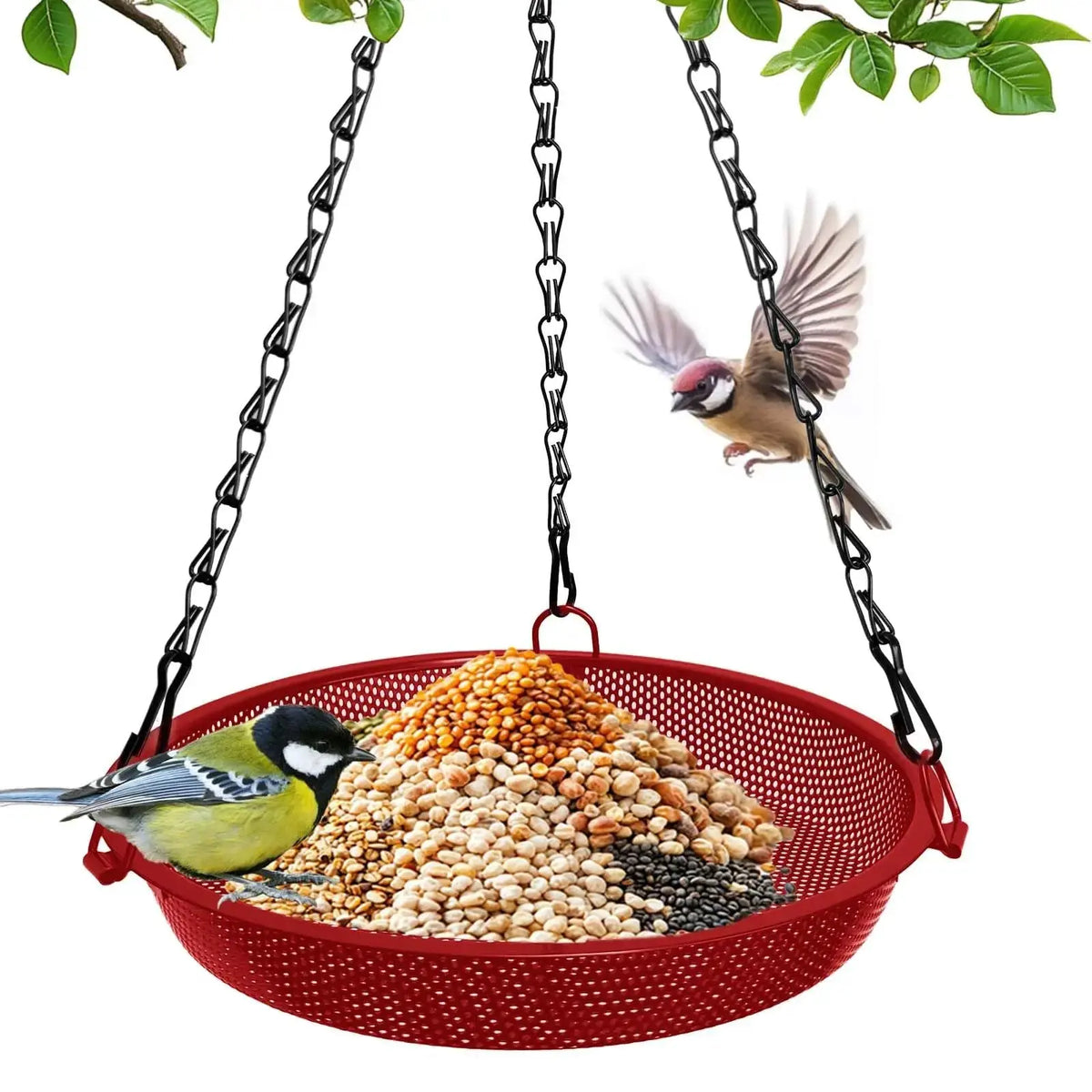 Hanging Bird Feeder, Metal Mesh Seed Tray Bird Feeders for Outdoors Garden Yard to Attract Wild Birds by VIHSIPR