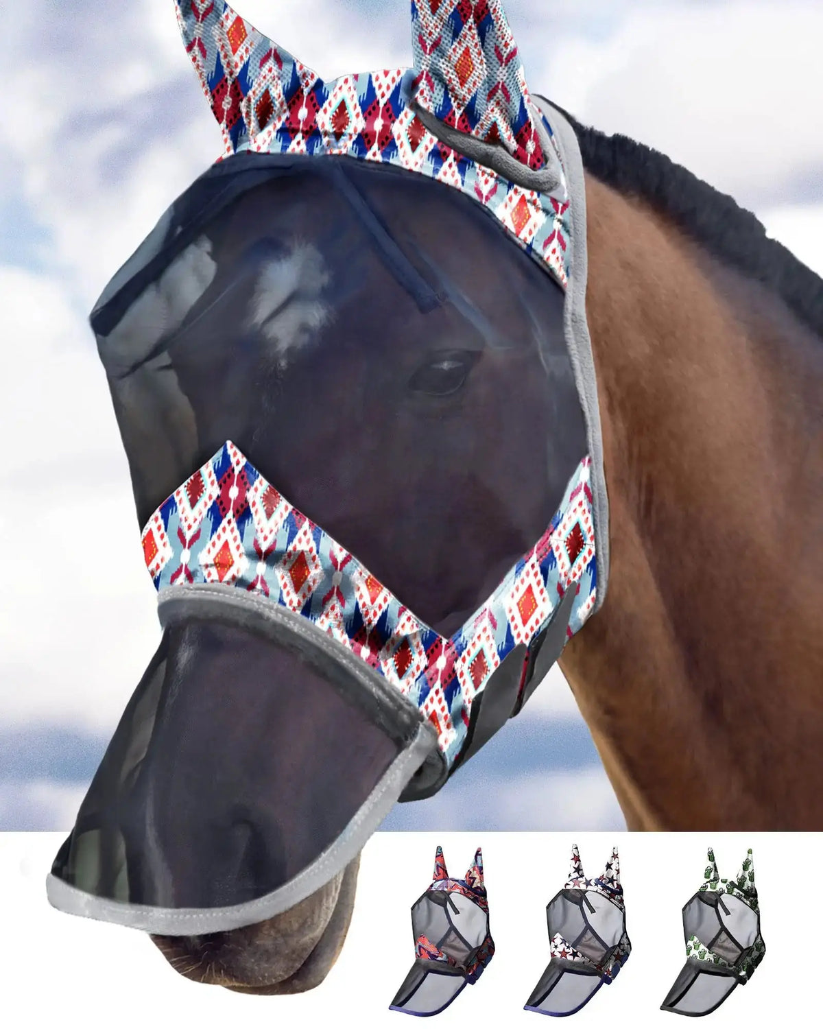 Harrison Howard LumiVista Horse Fly Mask Long Nose with Ears UV Protection for Horse by Harrison Howard