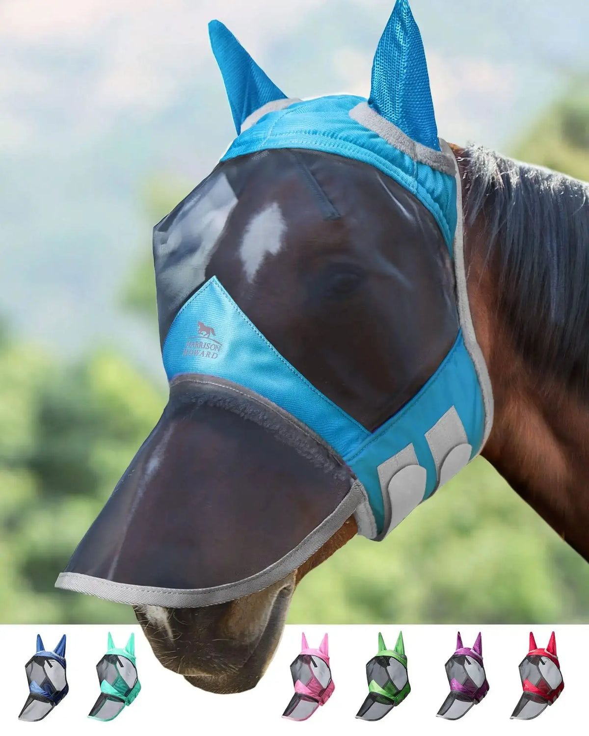 Harrison Howard Pro Luminous Horse Fly Mask Large Eye Space Full Face UV Protection for Horse by Harrison Howard