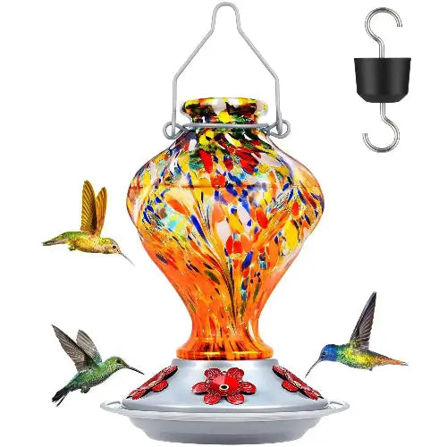 BOLITE Twisted Series Hand Blown Glass Hummingbird Feeders by BOLITE
