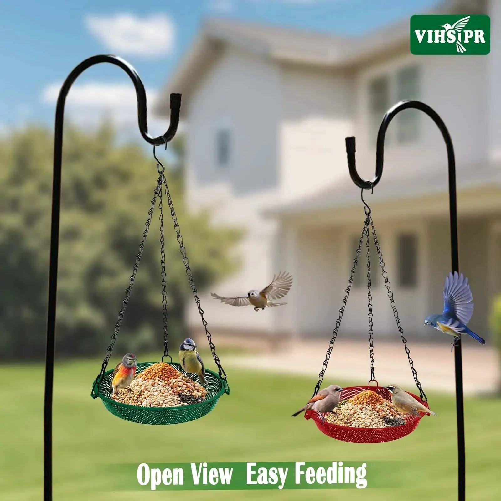 Hanging Bird Feeder, Metal Mesh Seed Tray Bird Feeders for Outdoors Garden Yard to Attract Wild Birds by VIHSIPR