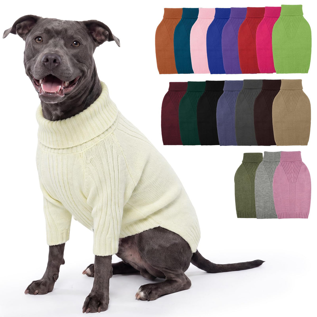 IECOii Dog Sweater,Thermal Knitted Dog Sweaters Turtleneck with Sleeve