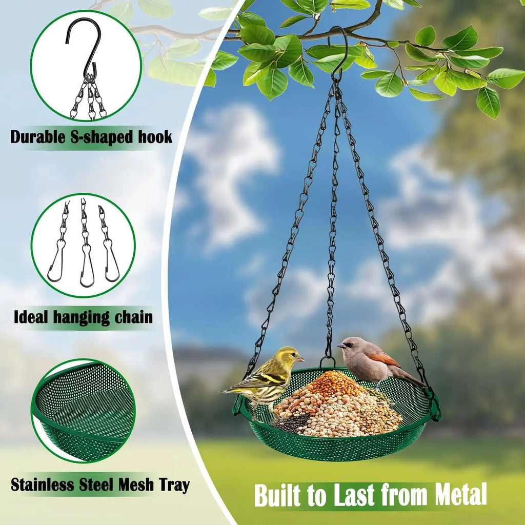 Hanging Bird Feeder, Metal Mesh Seed Tray Bird Feeders for Outdoors Garden Yard to Attract Wild Birds by VIHSIPR