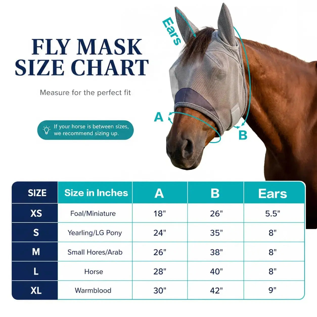 Horse Fly Mask, Super Comfort Fly Masks for Horses, Adjustable UV Protection Breathability Horses Fly Masks with Ears, Pony Mini Equine Fly Mask for Miniature Foal Draft Cob Srabian Full by Animal-Gifts