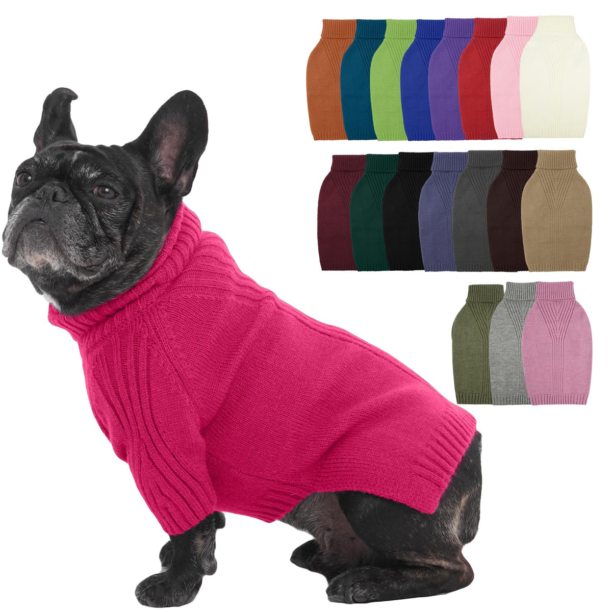 IECOii Dog Sweater,Thermal Knitted Dog Sweaters Turtleneck with Sleeve