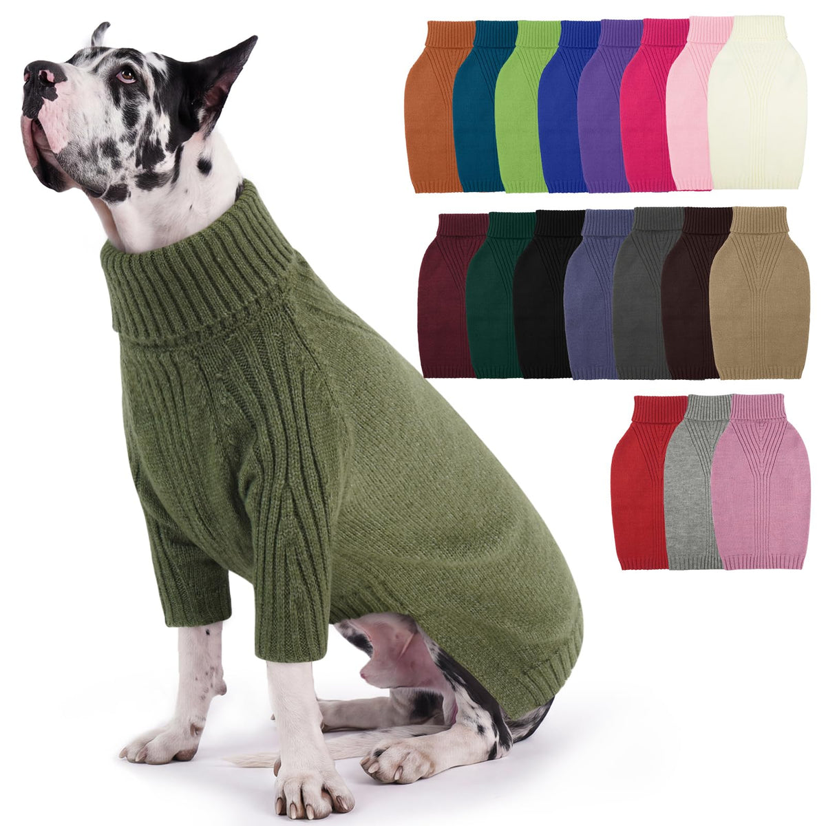 IECOii Dog Sweater,Thermal Knitted Dog Sweaters Turtleneck with Sleeve