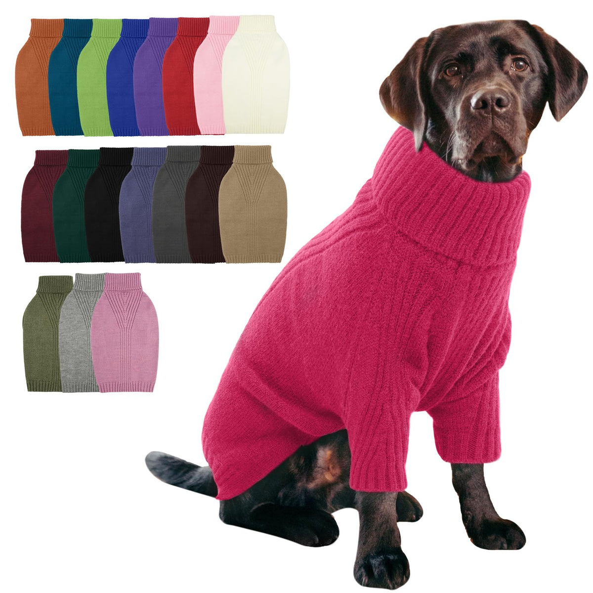 IECOii Dog Sweater,Thermal Knitted Dog Sweaters Turtleneck with Sleeve