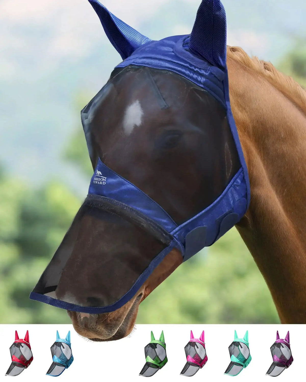 Harrison Howard Pro Luminous Horse Fly Mask Large Eye Space Full Face UV Protection for Horse by Harrison Howard