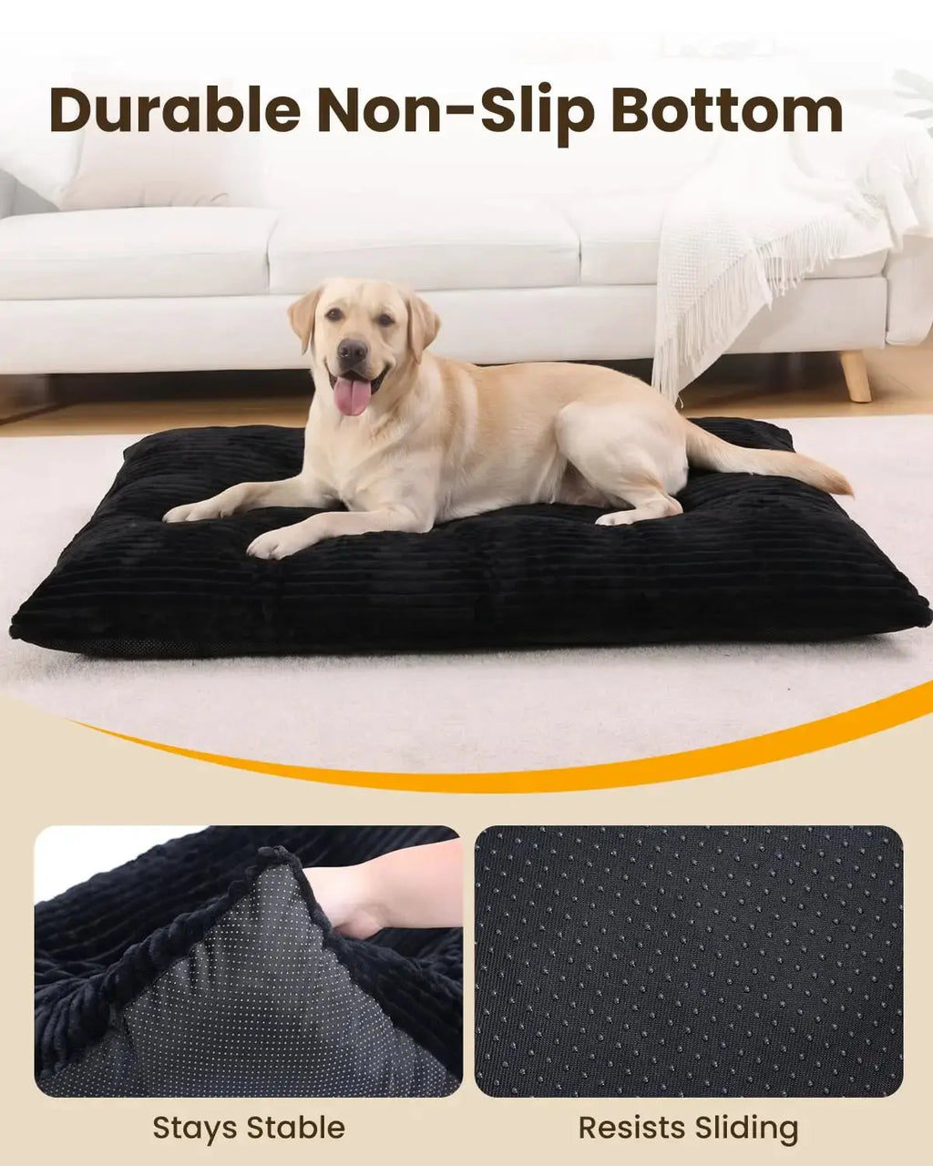 Dog Crate Bed Deluxe Flannel Washable Dog Beds Fulffy Comfy Kennel Pad Anti-Slip Pet Sleeping Mat for Large, Jumbo, Medium, Small Dogs by KSIIA
