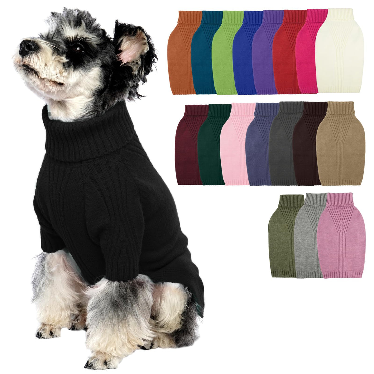 IECOii Dog Sweater,Thermal Knitted Dog Sweaters Turtleneck with Sleeve