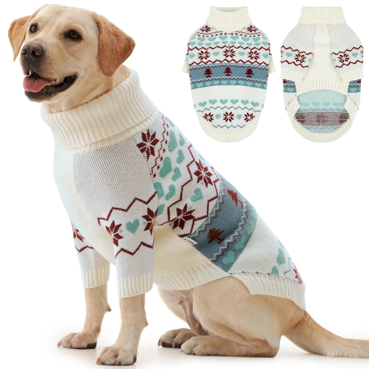 IECOii Dog Sweater,Thermal Knitted Dog Sweaters Turtleneck with Sleeve