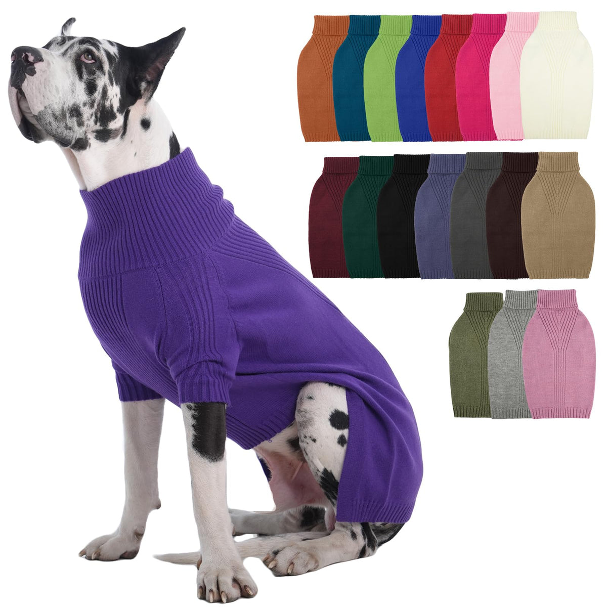 IECOii Dog Sweater,Thermal Knitted Dog Sweaters Turtleneck with Sleeve