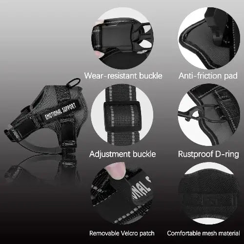 voopet Emotional Support Dog Harness, Professional Service Dog Vest Harness for Small Medium Large Dogs, Reflective Breathable and Adjustable No Pull/Choke ESA Essential Harness by VOOPET