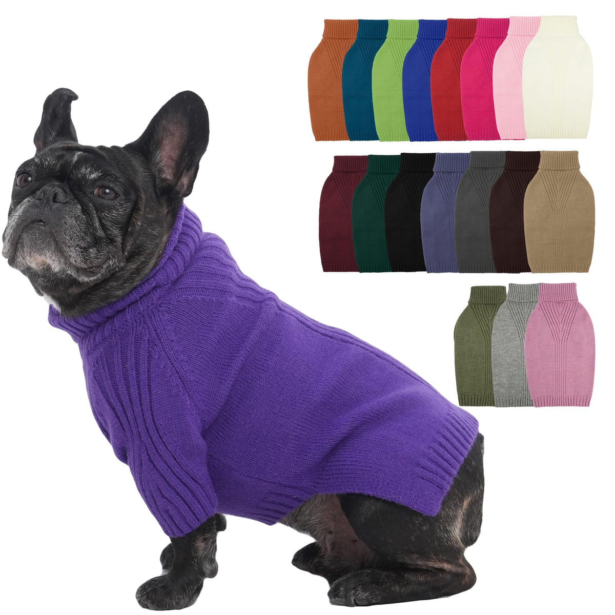IECOii Dog Sweater,Thermal Knitted Dog Sweaters Turtleneck with Sleeve