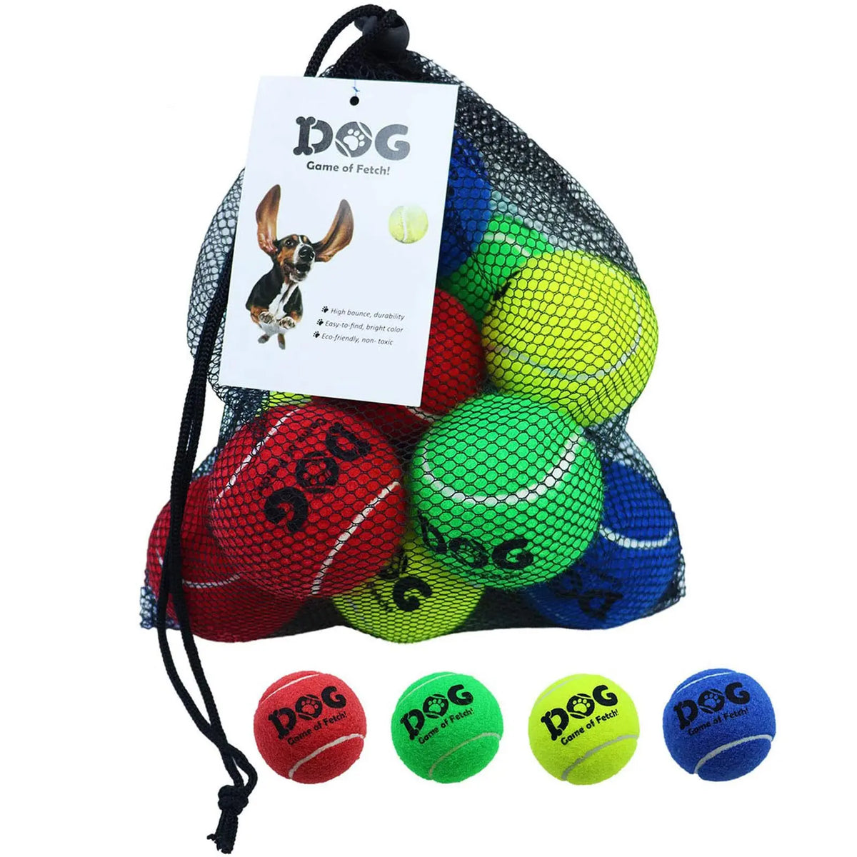 AMA SPORT Dog Tennis Balls for Dogs to Fetch Tennis Balls for Puppy Small Medium Dogs with Mesh Bag, Designed for Dog Floating, Water-Hunting, Fun Playing, Daily Exercise, mid-air Catching AMA SPORT