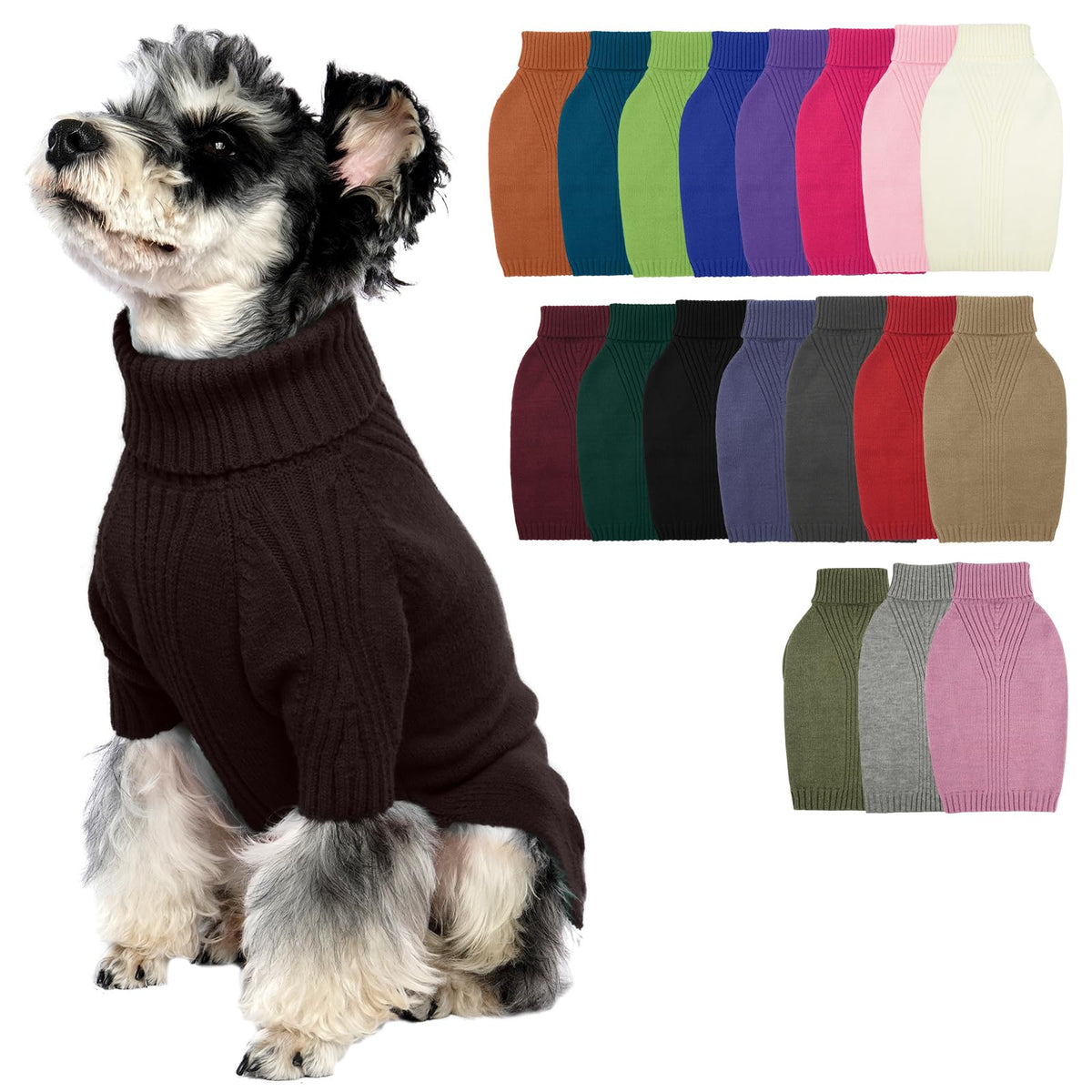 IECOii Dog Sweater,Thermal Knitted Dog Sweaters Turtleneck with Sleeve