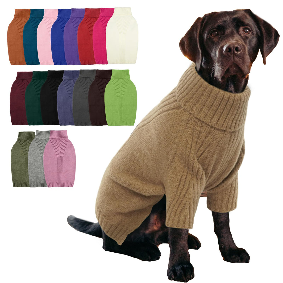 IECOii Dog Sweater,Thermal Knitted Dog Sweaters Turtleneck with Sleeve