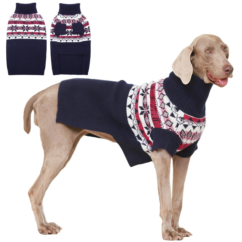 IECOii Dog Christmas Sweater - Turtleneck Sleeveless Design with Leash Hole, Snowflake & Snowman Prints, Festive Holiday Pet Sweater