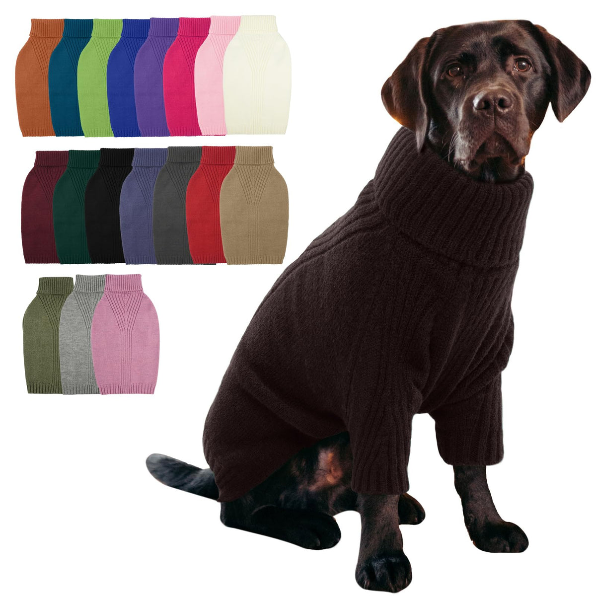 IECOii Dog Sweater,Thermal Knitted Dog Sweaters Turtleneck with Sleeve