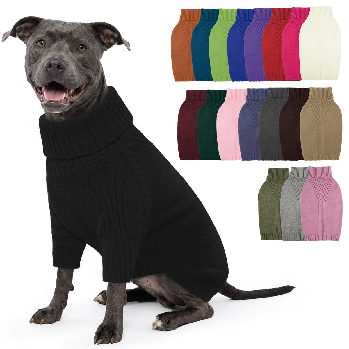 IECOii Dog Sweater,Thermal Knitted Dog Sweaters Turtleneck with Sleeve