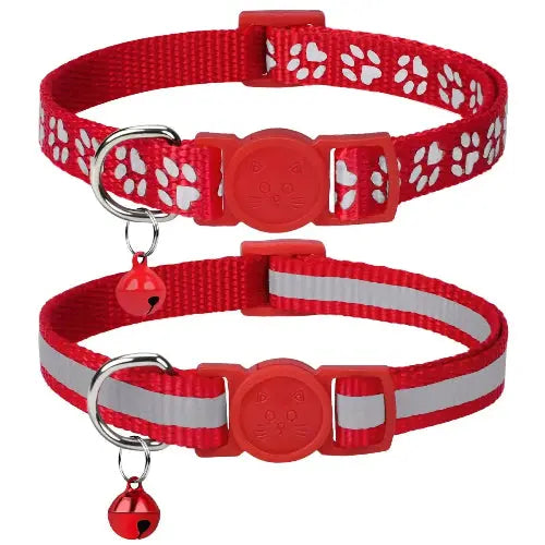 Taglory Reflective Cat Collar Breakaway with Bell, High Visibility Night Strip, Lightweight Adjustable Nylon Collar for Boy Girl Cats, 2 Pack by Taglory