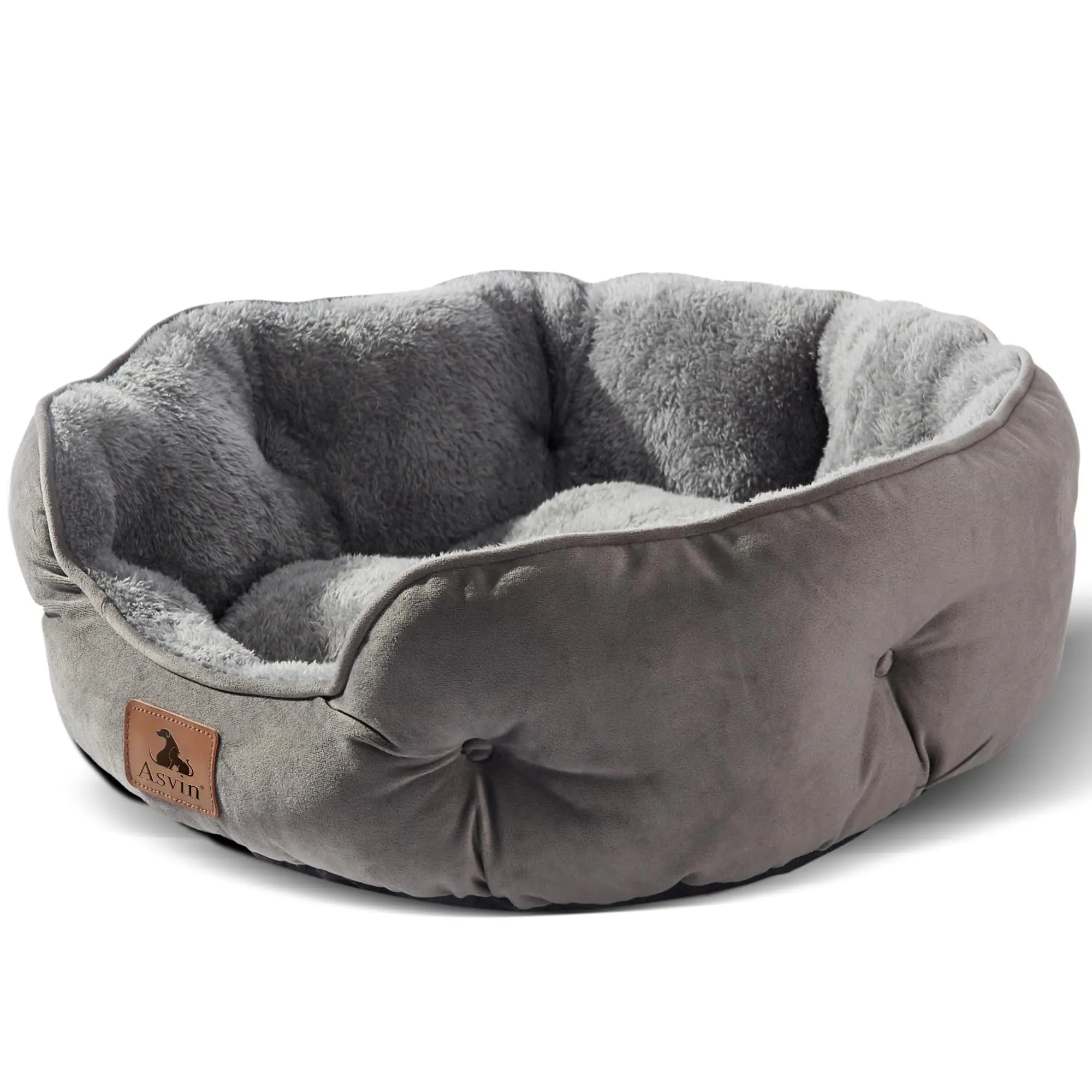 Asvin Dog Bed, Cat Beds for Indoor Cats, Pet Bed for Puppy and Kitty, Extra Soft & Machine Washable with Anti-Slip & Water-Resistant Oxford Bottom by Asvin