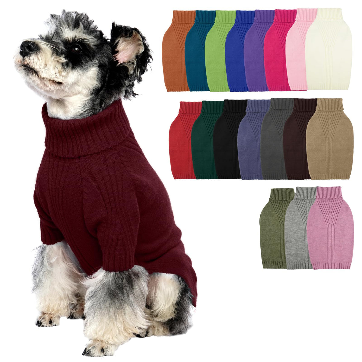 IECOii Dog Sweater,Thermal Knitted Dog Sweaters Turtleneck with Sleeve