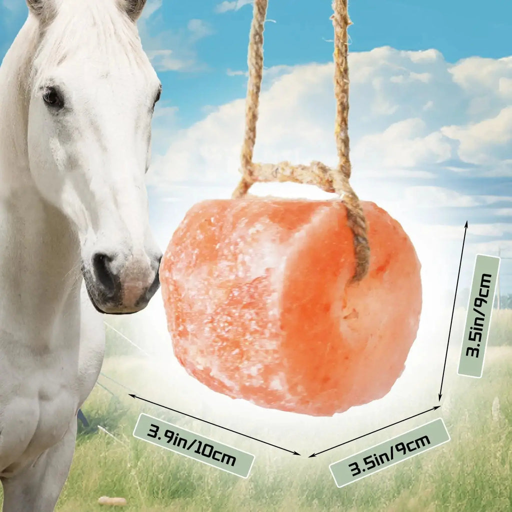 kathson Himalayan Salt Lick Salt Block on Rope for Horse Animals Mineral Salt Licks Natural Pink Licking Salt for Horses Deer Cattle Sheep and Other Livestock (1 Pcs,2.4-3.3 lbs) by kathson