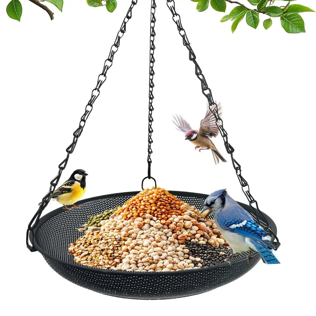 Hanging Bird Feeder, Metal Mesh Seed Tray Bird Feeders for Outdoors Garden Yard to Attract Wild Birds by VIHSIPR