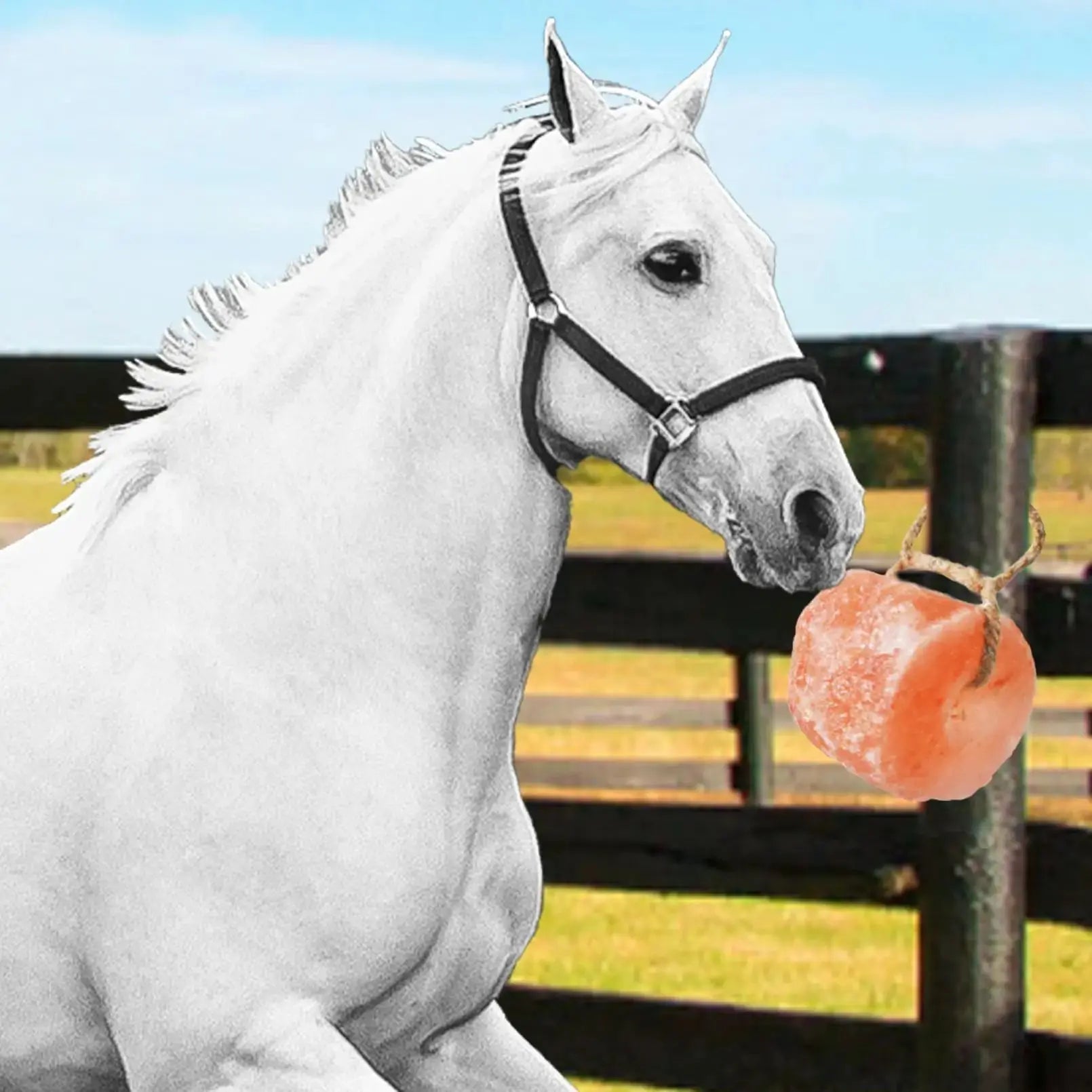 kathson Himalayan Salt Lick Salt Block on Rope for Horse Animals Mineral Salt Licks Natural Pink Licking Salt for Horses Deer Cattle Sheep and Other Livestock (1 Pcs,2.4-3.3 lbs) by kathson