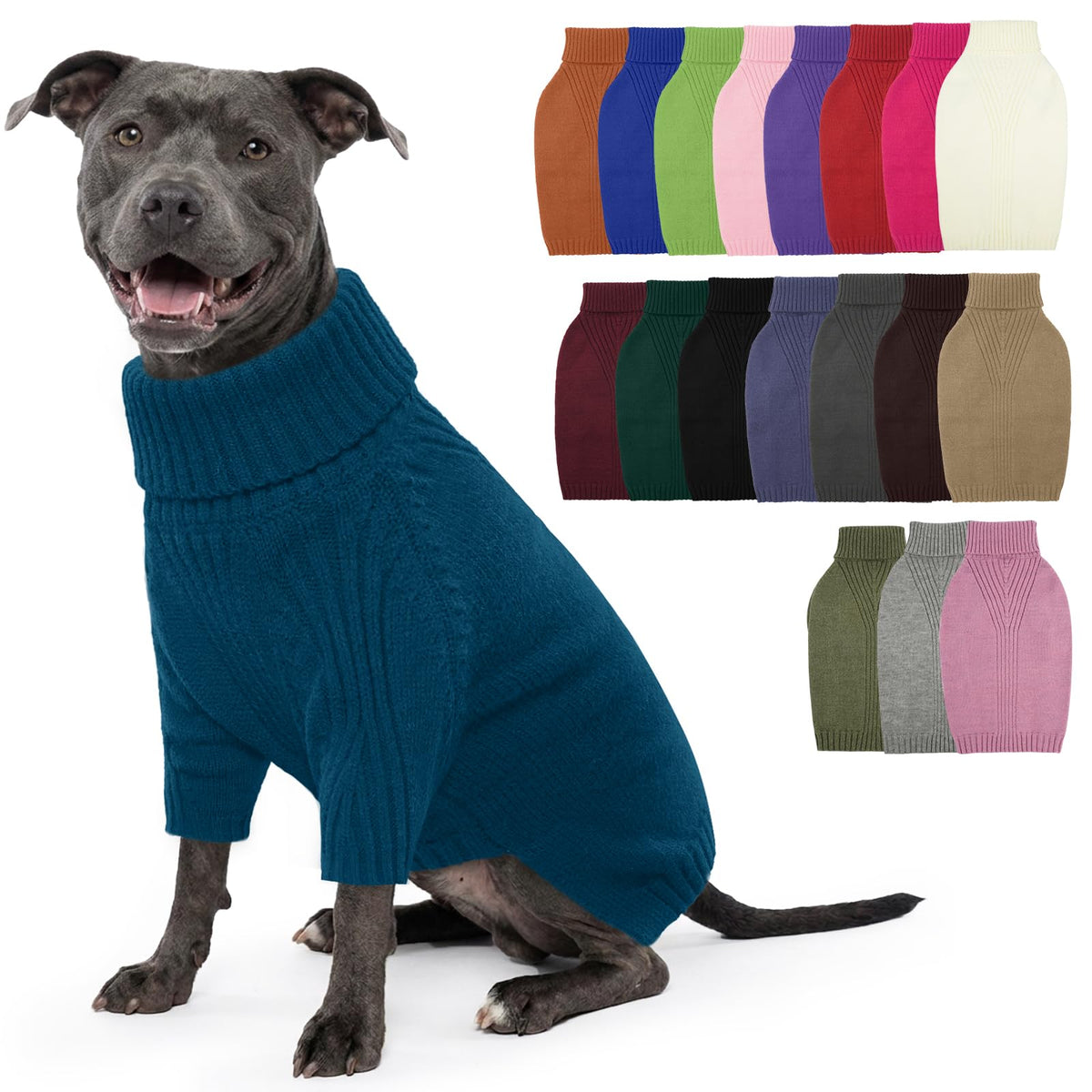 IECOii Dog Sweater,Thermal Knitted Dog Sweaters Turtleneck with Sleeve