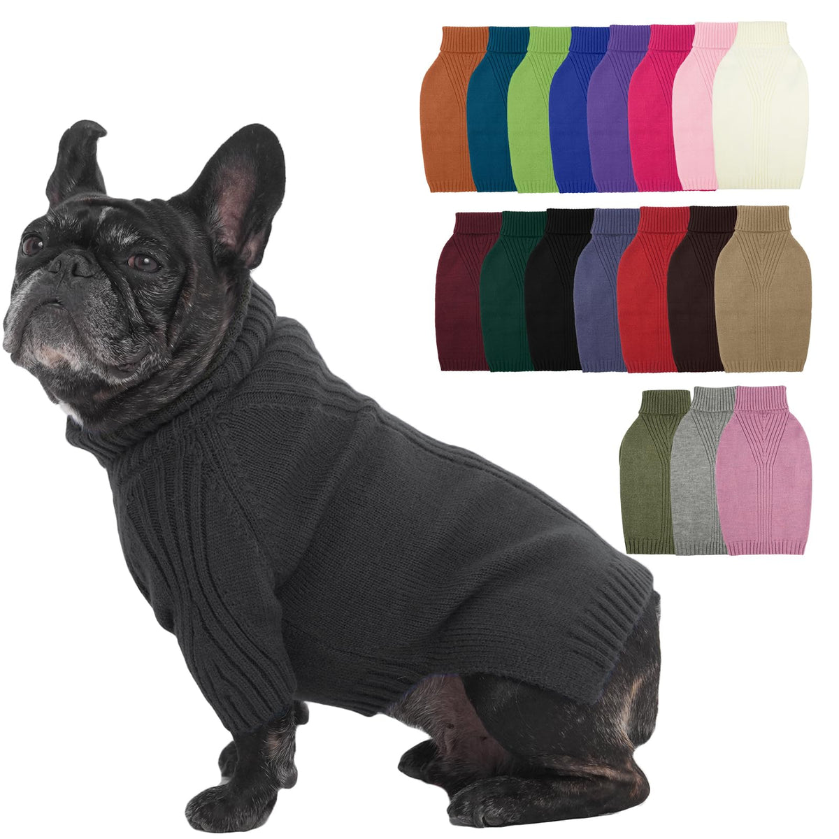 IECOii Dog Sweater,Thermal Knitted Dog Sweaters Turtleneck with Sleeve