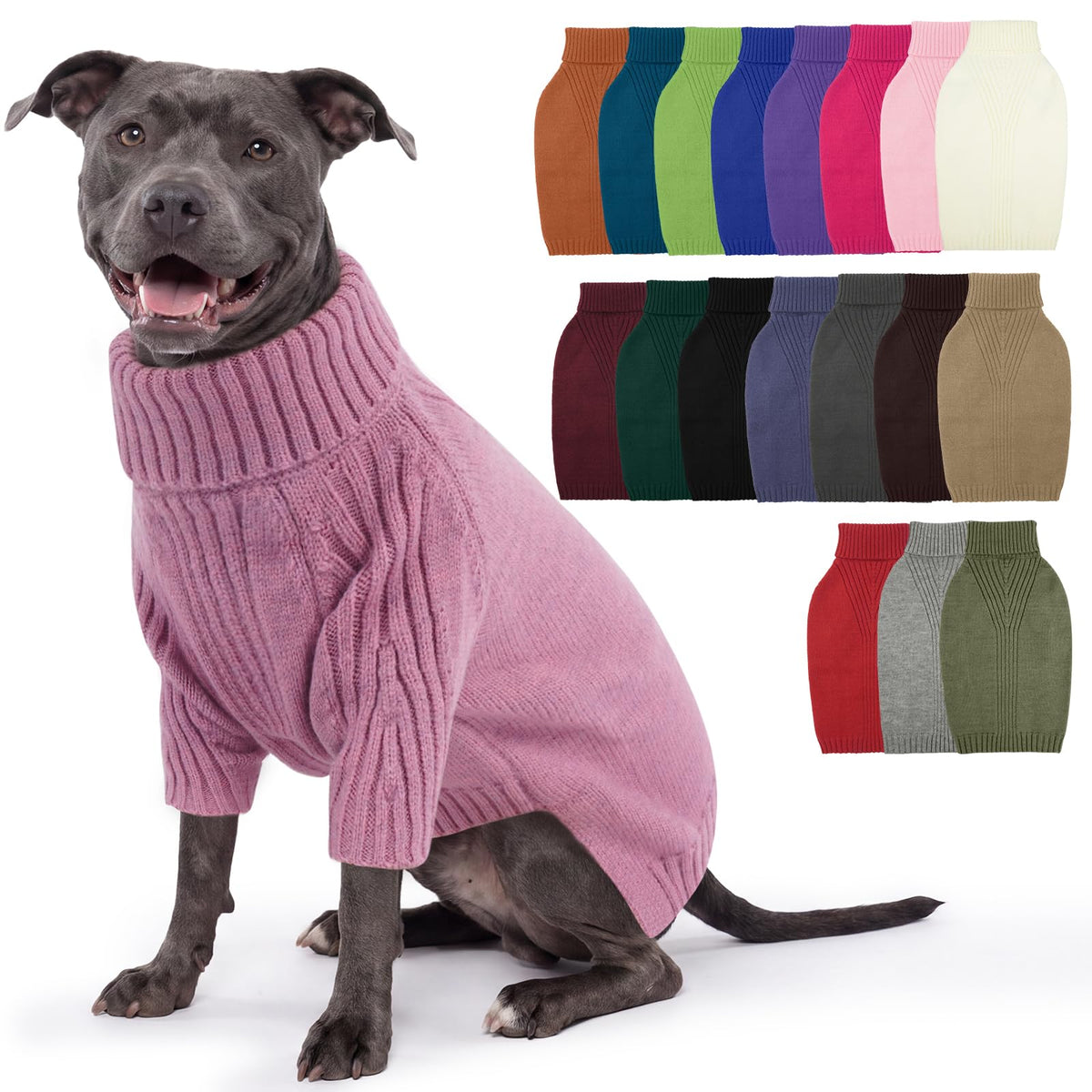 IECOii Dog Sweater,Thermal Knitted Dog Sweaters Turtleneck with Sleeve