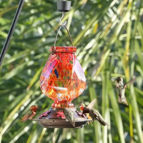 BOLITE Twisted Series Hand Blown Glass Hummingbird Feeders by BOLITE