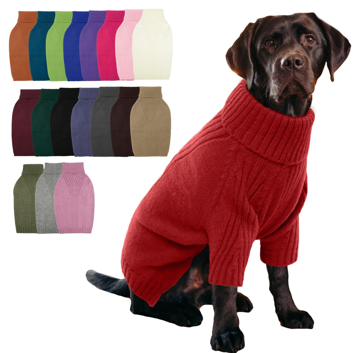IECOii Dog Sweater,Thermal Knitted Dog Sweaters Turtleneck with Sleeve