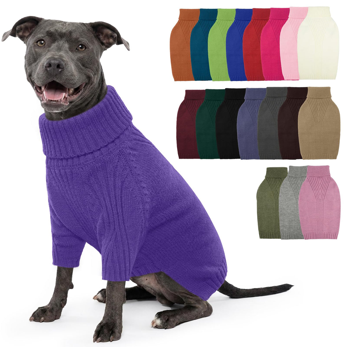 IECOii Dog Sweater,Thermal Knitted Dog Sweaters Turtleneck with Sleeve