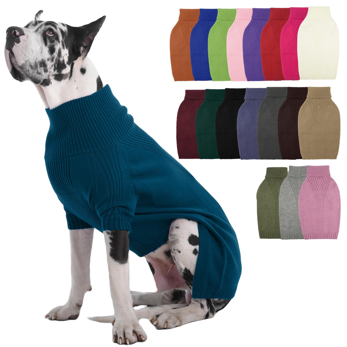 IECOii Dog Sweater,Thermal Knitted Dog Sweaters Turtleneck with Sleeve