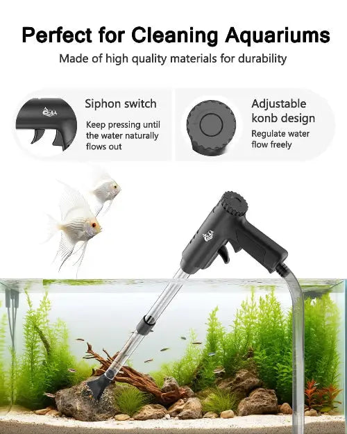 AQQA Electric Aquarium Gravel Cleaner 6 In 1 Tank Vacuum Water Sand Wash 320 GPH AQQA