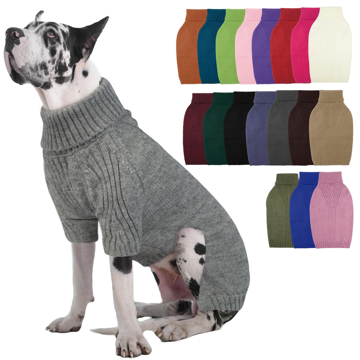 IECOii Dog Sweater,Thermal Knitted Dog Sweaters Turtleneck with Sleeve