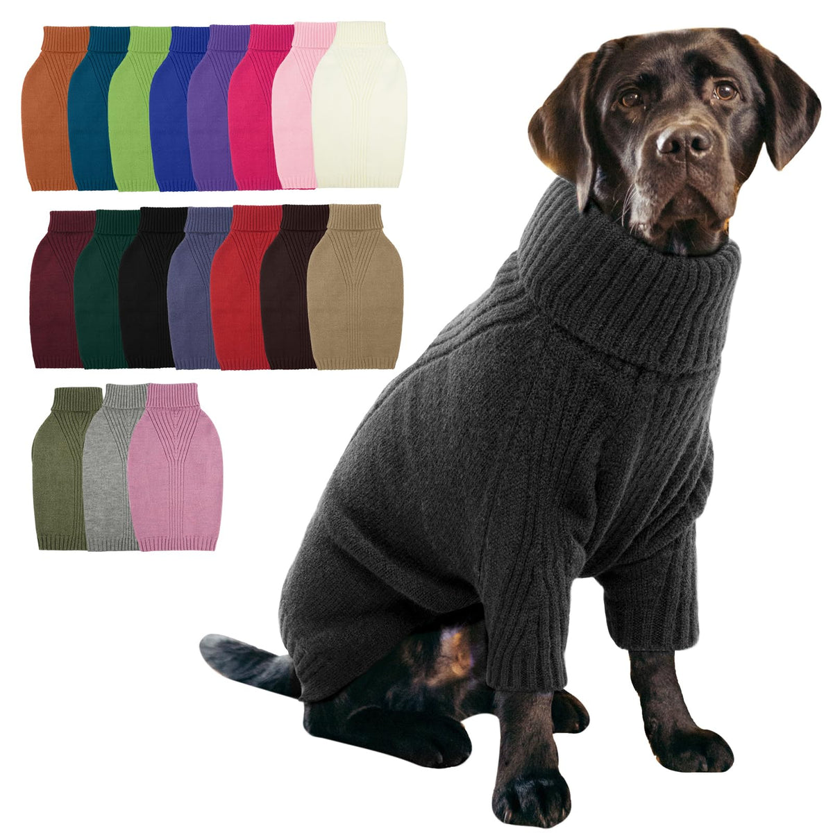 IECOii Dog Sweater,Thermal Knitted Dog Sweaters Turtleneck with Sleeve