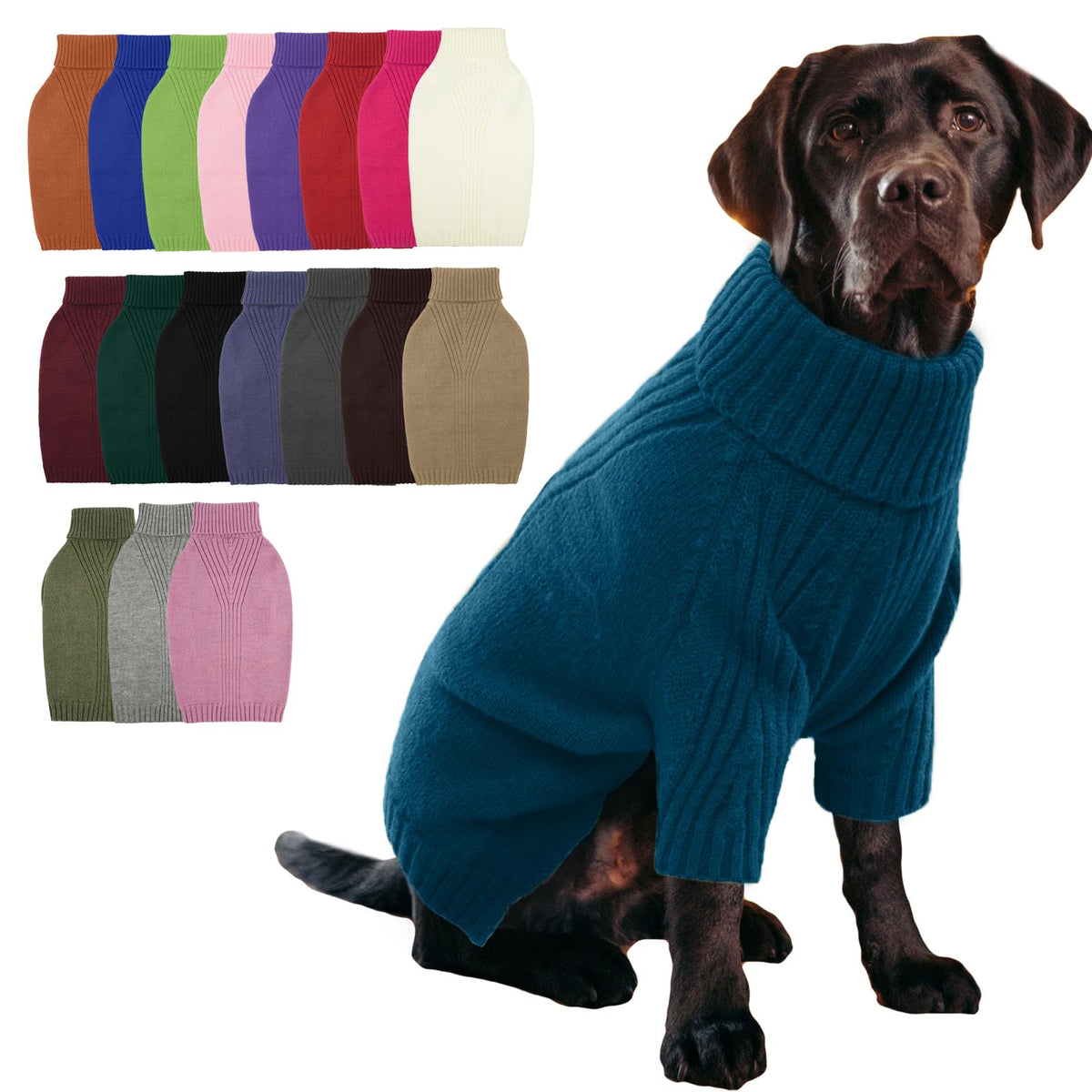 IECOii Dog Sweater,Thermal Knitted Dog Sweaters Turtleneck with Sleeve