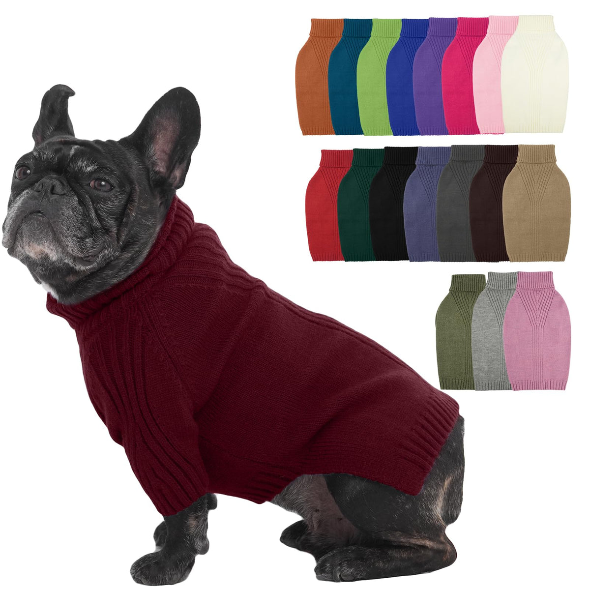 IECOii Dog Sweater,Thermal Knitted Dog Sweaters Turtleneck with Sleeve