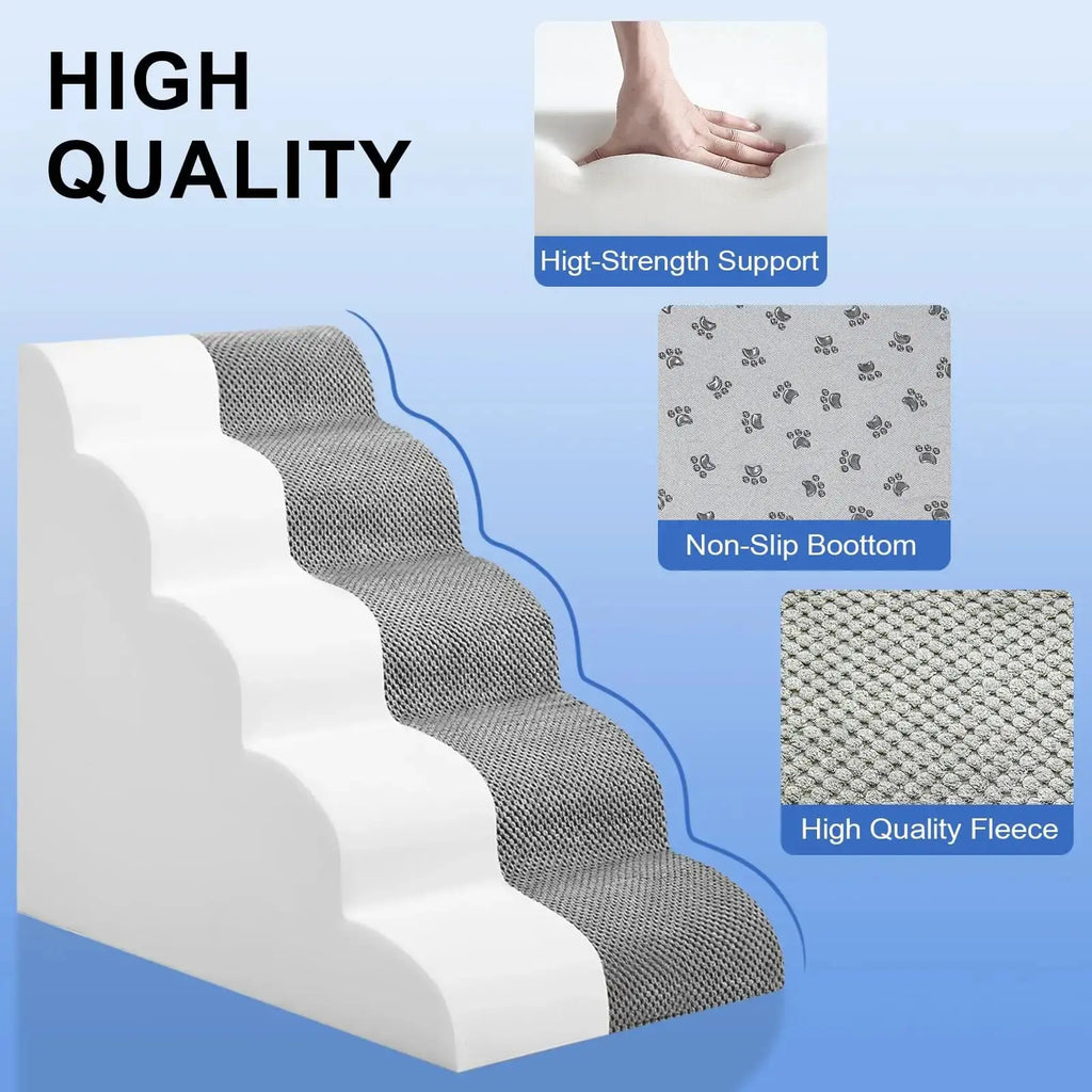 MEJYJEM Dog Stairs for high Beds 28.7” H, 5 Step Pet Ramp for Large Dogs by MEJYJEM