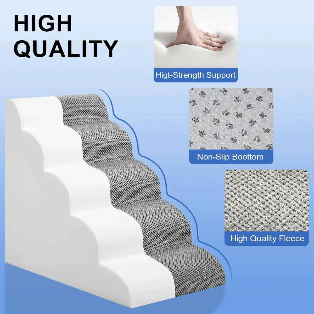 MEJYJEM Dog Stairs for high Beds 28.7” H, 5 Step Pet Ramp for Large Dogs by MEJYJEM