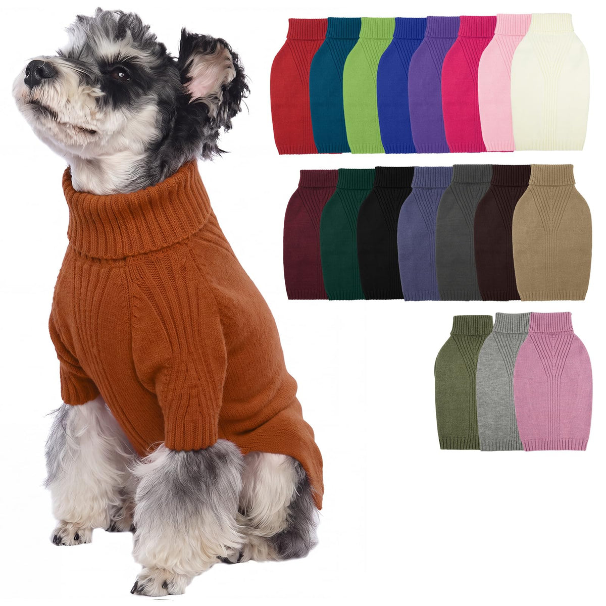 IECOii Dog Sweater,Thermal Knitted Dog Sweaters Turtleneck with Sleeve