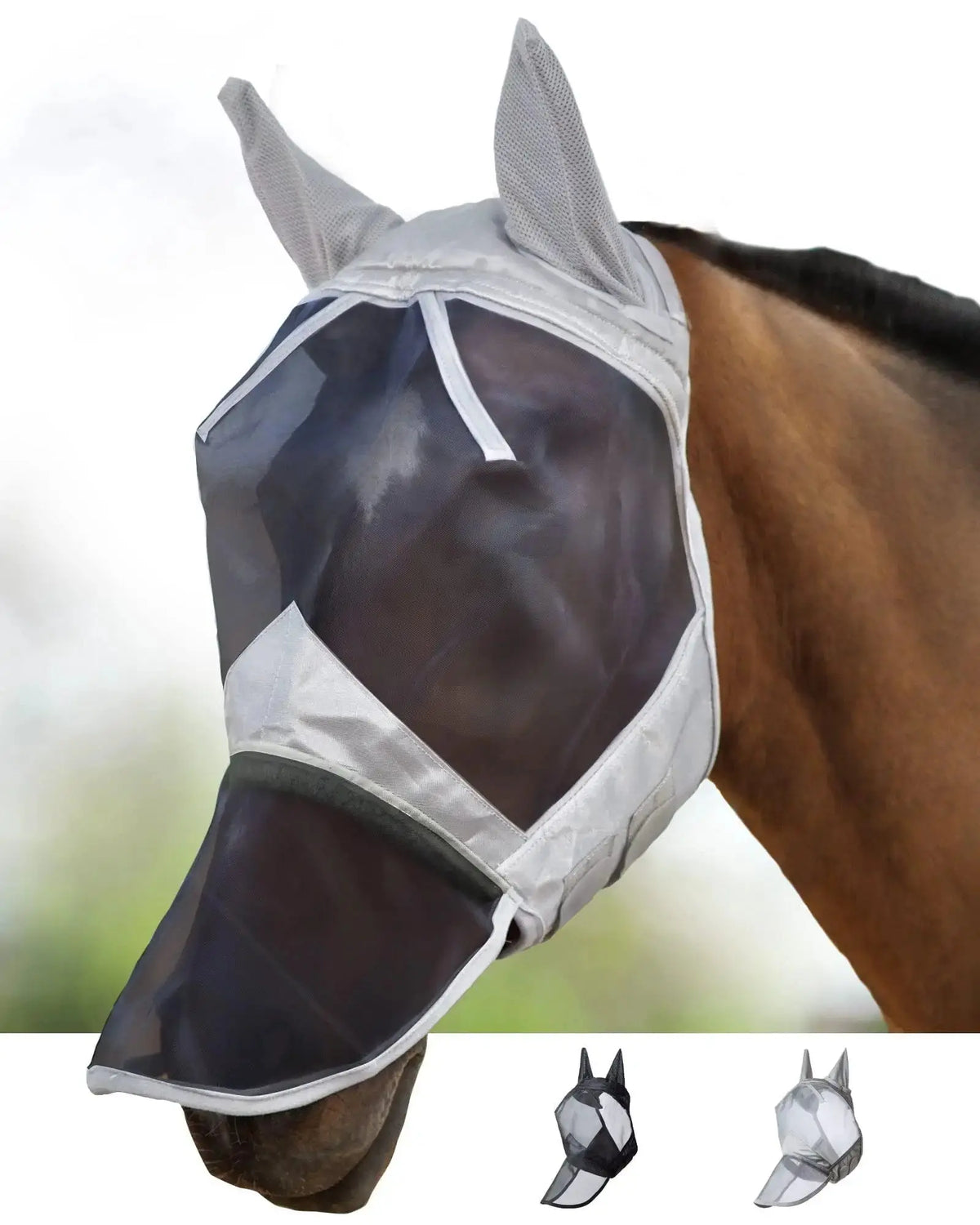 Harrison Howard CareMaster Horse Fly Mask Long Nose with Ears Full Face by Harrison Howard